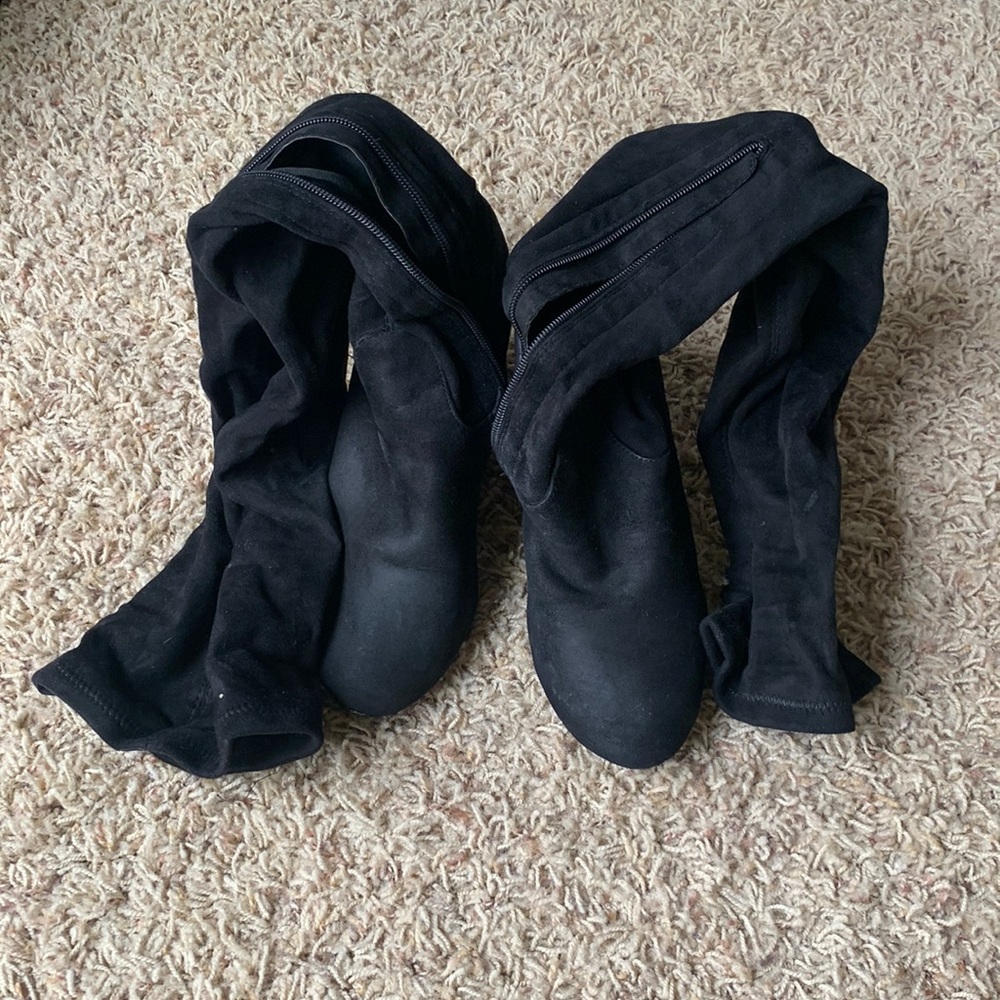 Over the knee black boots